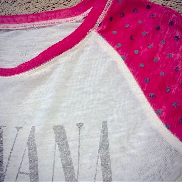 GIRLS 5T NIRVANA LONG SLEEVE SHIRT BASEBALL/RAGLAN STYLE PINK AND WHITE CUTE!!! - Picture 2 of 2